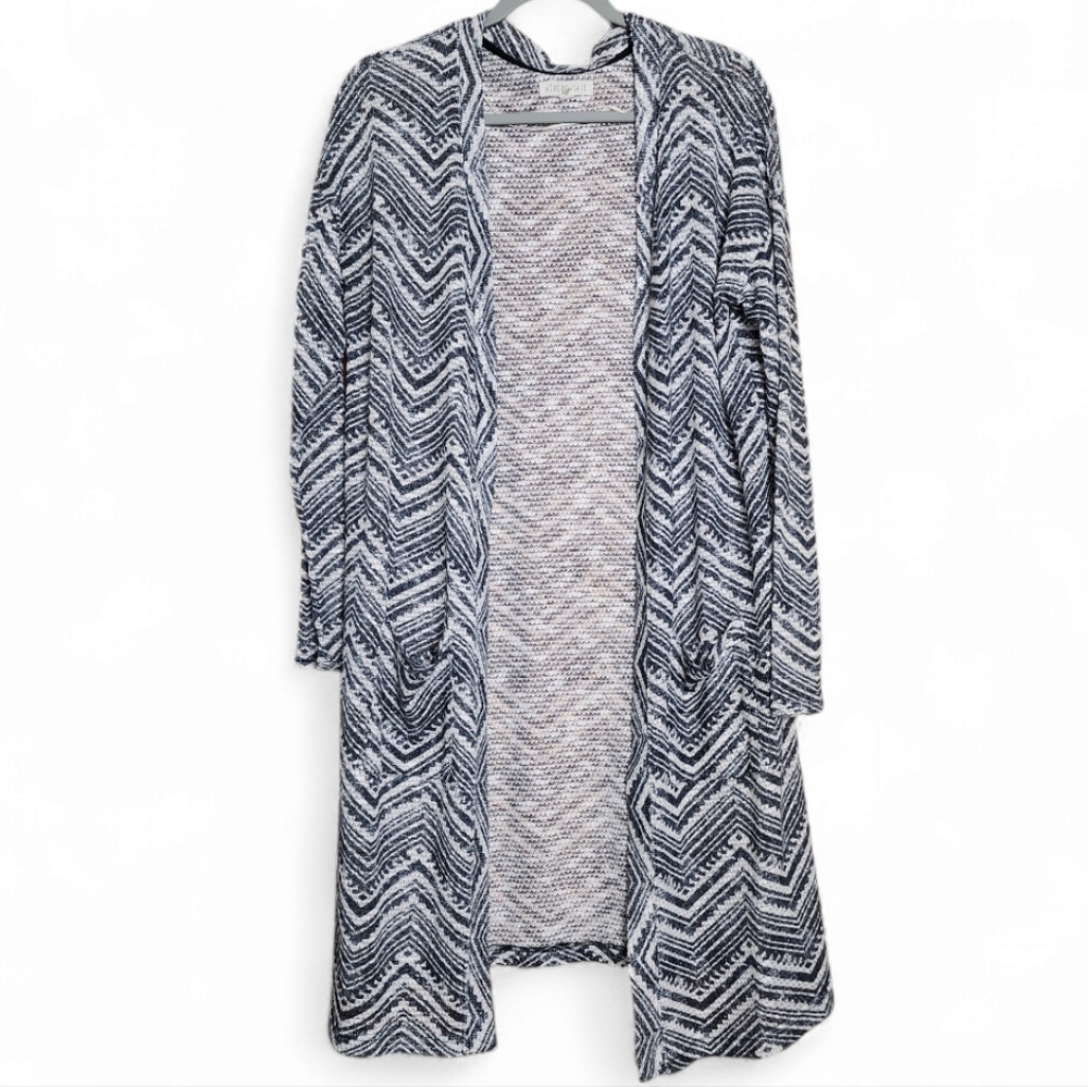 Aeropostale Womens Blue Cheveron Print Cardigan Duster - Picture 4 of 6